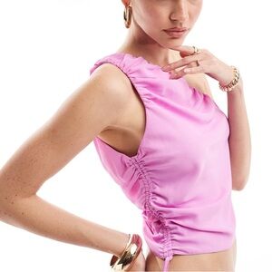 NWT ASOS SZ 12 Lilac one sleeved Ruched Top